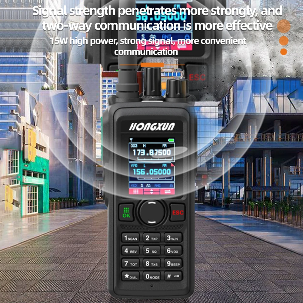 Фото HX GT-16 10 Вт рация UHF/VHF 4-полосная настройка частоты одной клавиши Цветной ЖК-дисплей Type-C и док-станция для зарядки Цифровая клавиатура №3