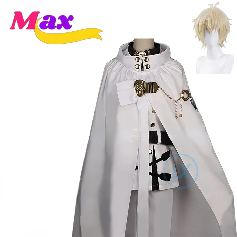 Max Cos косплей японского аниме Owari no Seraph Mikaela Hyakuya косплей костюм с париком полный комплект аниме одежда