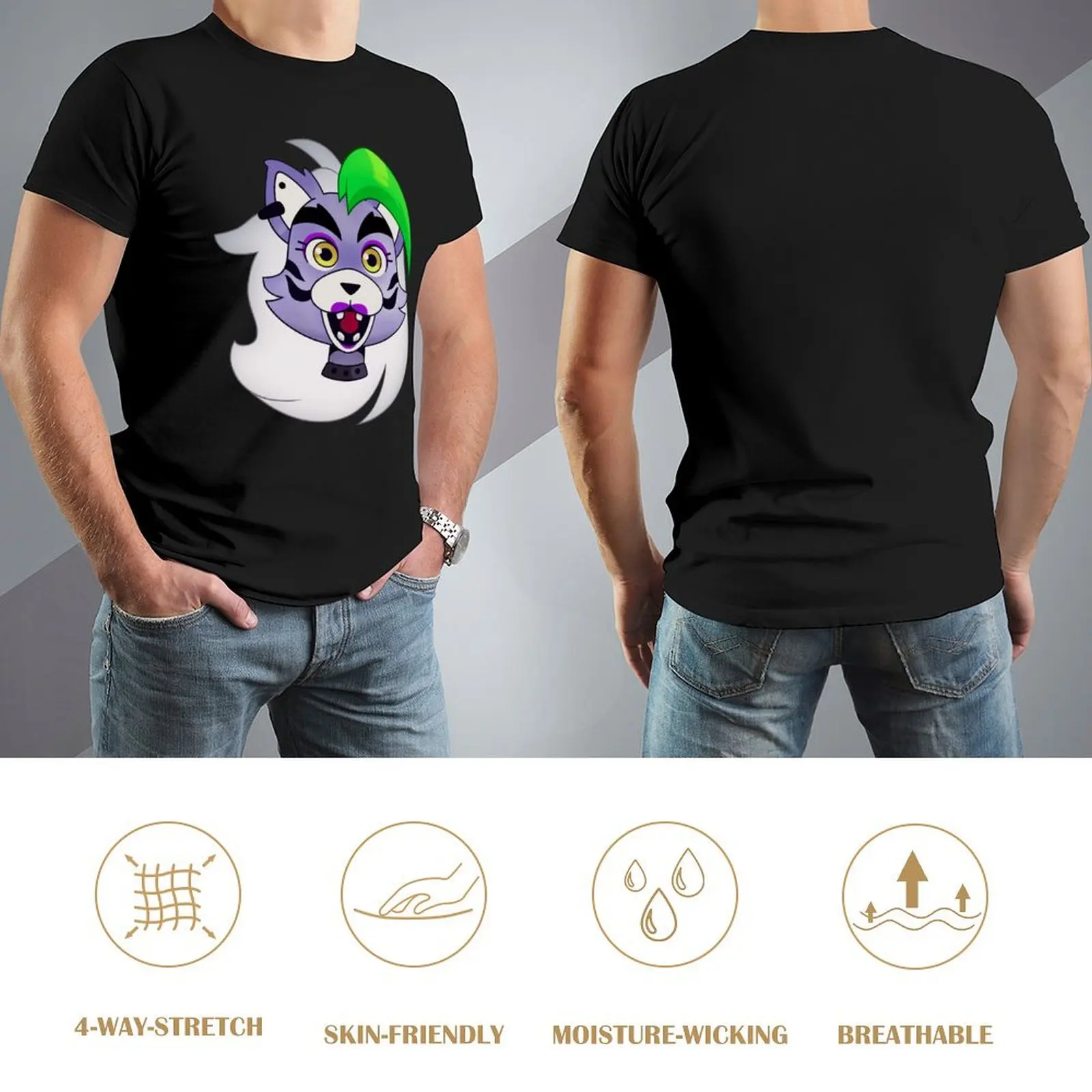 Фото Футболка FNaF Roxanne Wolf Design, забавные костюмы, футболка большого размера, мужские футболки по индивидуальному заказу, высокое качество №4