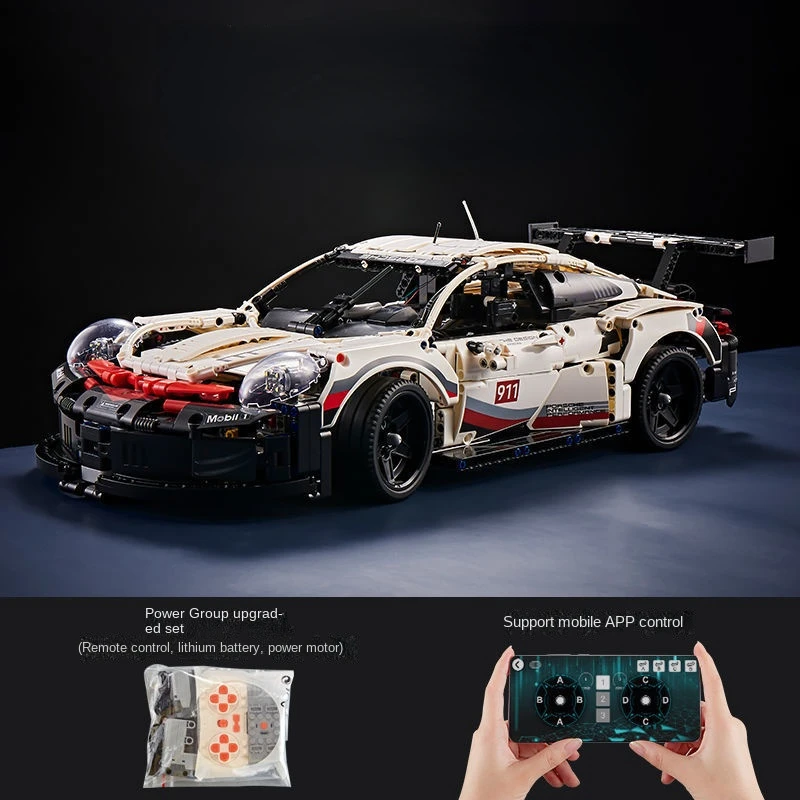 В наличии Porscheed 911 RSR супер гоночные технические строительные блоки, конструктор, модель супер скоростного автомобиля, игрушки, подарки для д...