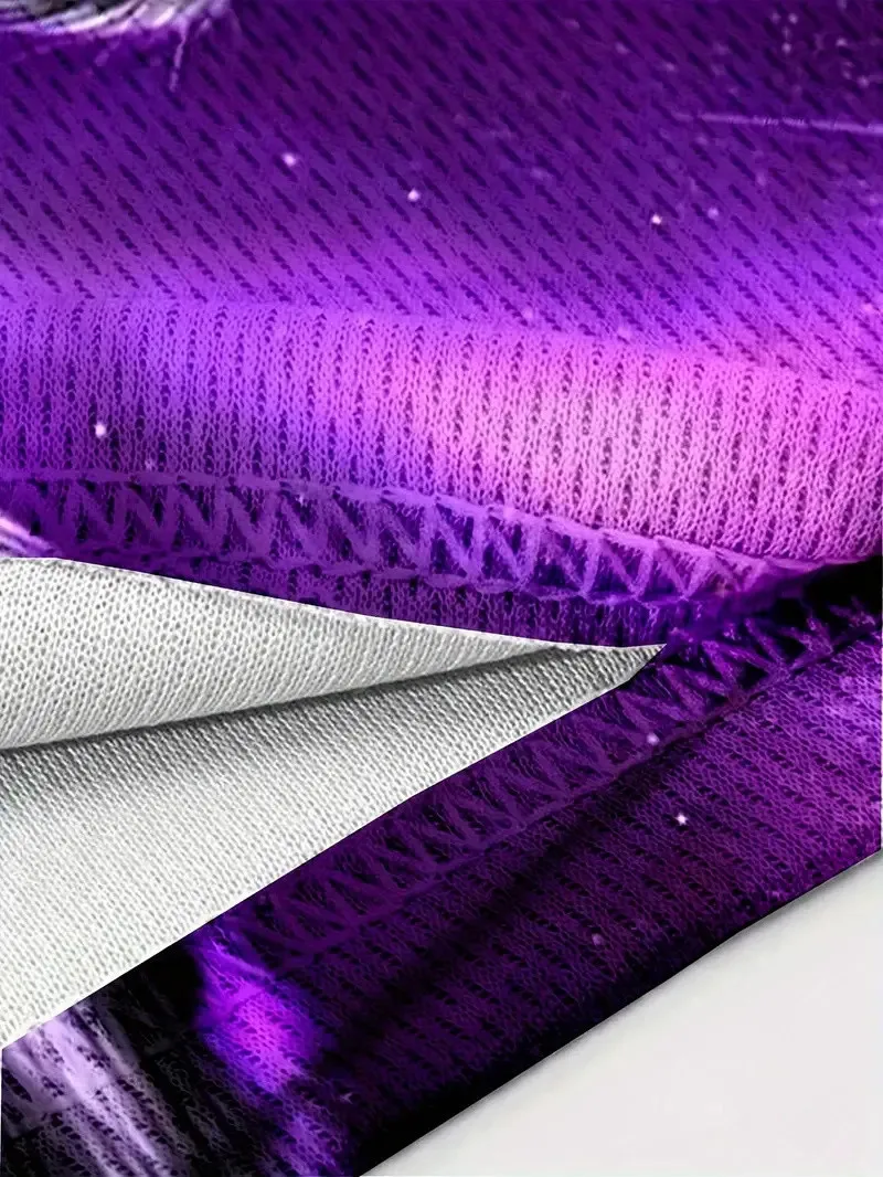 Фото Футболка мужская с 3d-рисунком фиолетового волка, графическая Удобная рубашка с коротким рукавом и круглым вырезом, летняя одежда №5