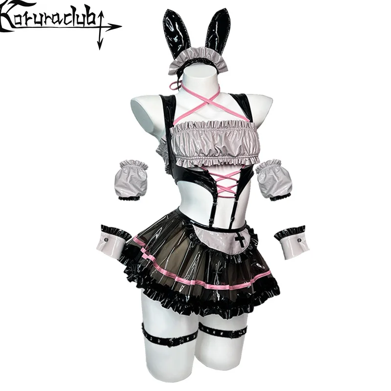 КОСТЮМ КОСПЛЕЙ KORURACLUB PU BUNNY MAID – МИЛЫЙ КОМПЛЕКТ ДЛЯ ГЛАВАНИЯ АНИМЕ С КОРОБКАМИ (КОМПЛЕКТ 7 ШТ.)