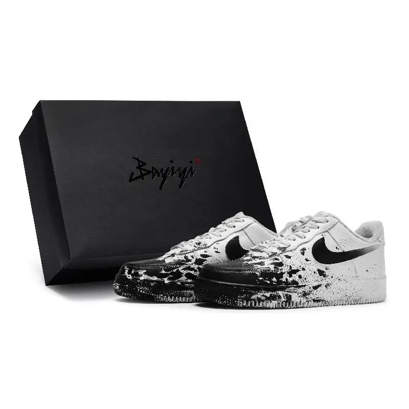 【Настроить】Nike Air Force 1 Обувь для скейтбординга Женские низкие черные кроссовки DH2920-111