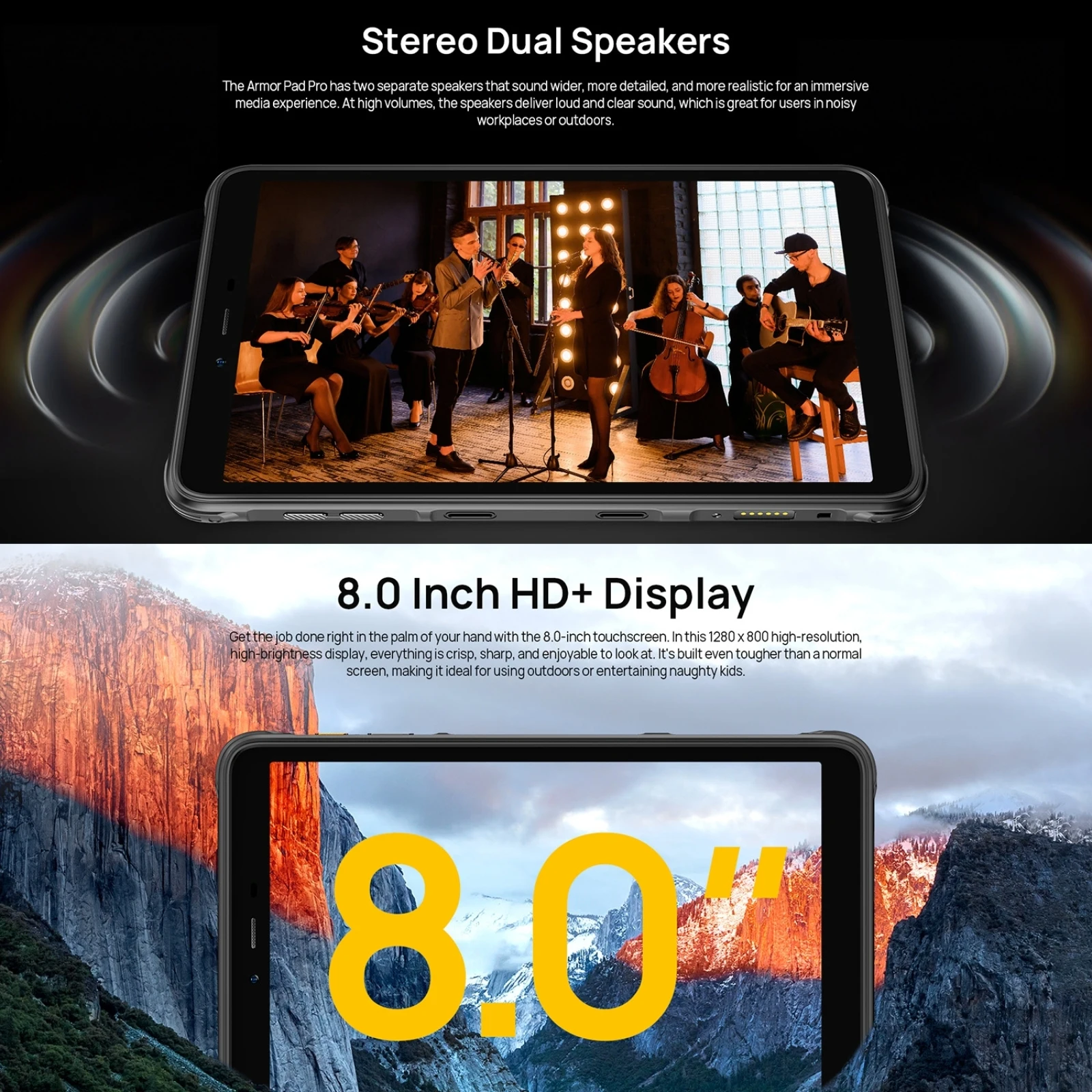 Фото Прочный планшетный ПК Ulefone Armor Pad Pro, IP68/IP69K, 4G, планшет, 8 ГБ ОЗУ, 128 ГБ ПЗУ, 8-дюймовая, 48 МП, камера, 7650 мАч, Android 13 NFC №3