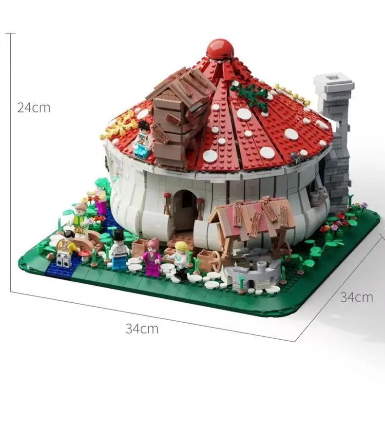 Креативный строительный блок MOC, вид на улицу, сказочный грибной домик со светом, детская образовательная модель, сборка, игрушки Se (art.: 3920cc697bdac) - 3920cc697bdac
