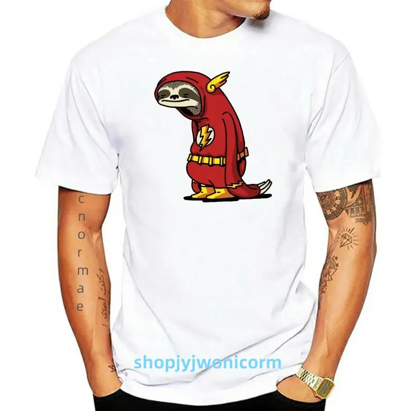 Kaus Dewasa Cepat Flash Superhero Sloth Mashup Kaus Katun Murni