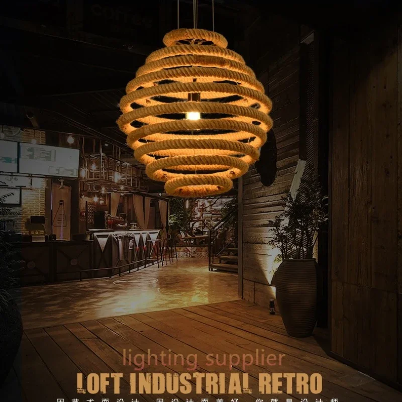 Фото American clothing store cafe bar corridor balcony restaurant retro lamp rope creative personality Pendant light. №3