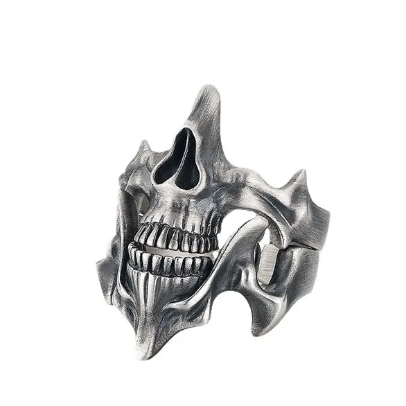 Комбинированное тайское серебряное кольцо Yuyun Skull Face 2-в-1, мужское одинарное кольцо, модный креативный дизайн, нишевый аксессуар (art.: 3920cc1b77b03) - 3920cc1b77b03
