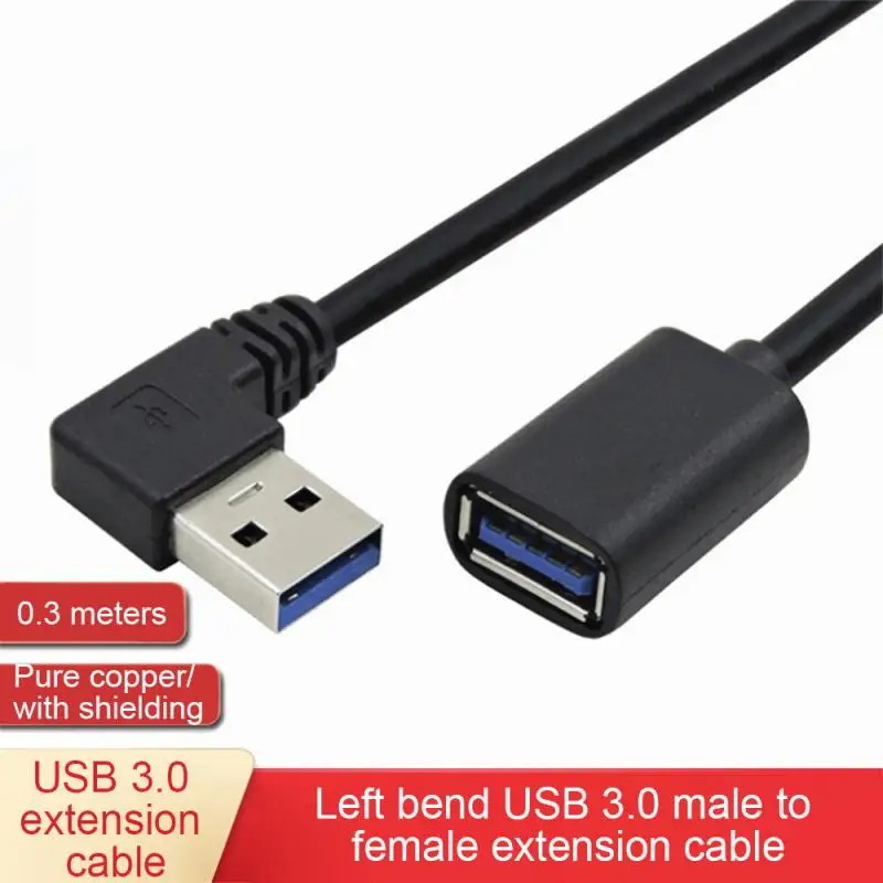 Удлинительный Кабель USB 3,0 штекер-гнездо под прямым углом 90 градусов адаптер USB вверх/вниз/влево/вправо кабель USB 0,2 м