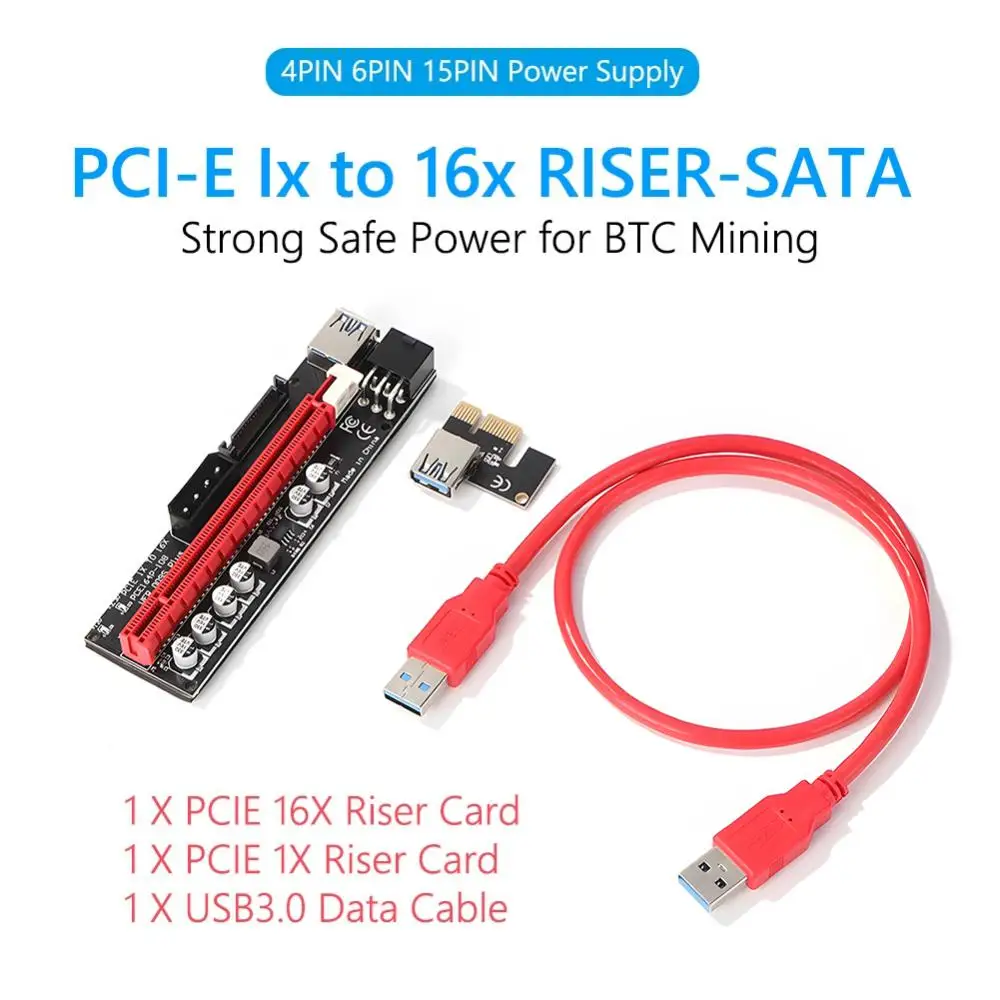 Лидер продаж, Pcie Riser 009s Plus Express, 1X до 6X VER 009S Plus, переходник-удлинитель кабеля, адаптер, видеокарта для майнинга BTC