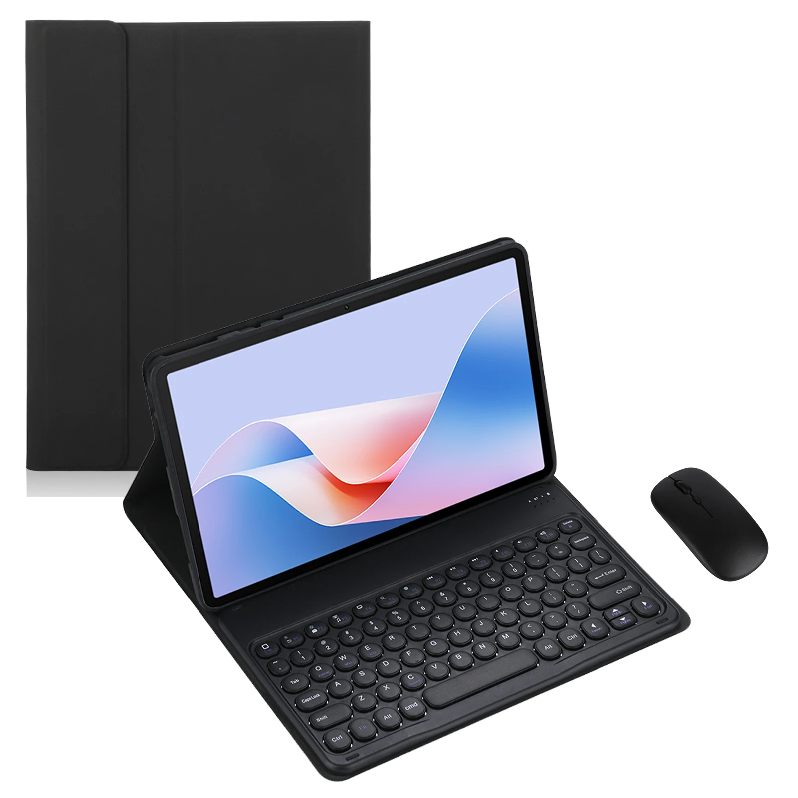 Чехол-клавиатура с круглыми кнопками для планшета HUAWEI MatePad SCM-W09/AL00 10,8 дюйма, съемный чехол для беспроводной клавиатуры с мышью (черный)