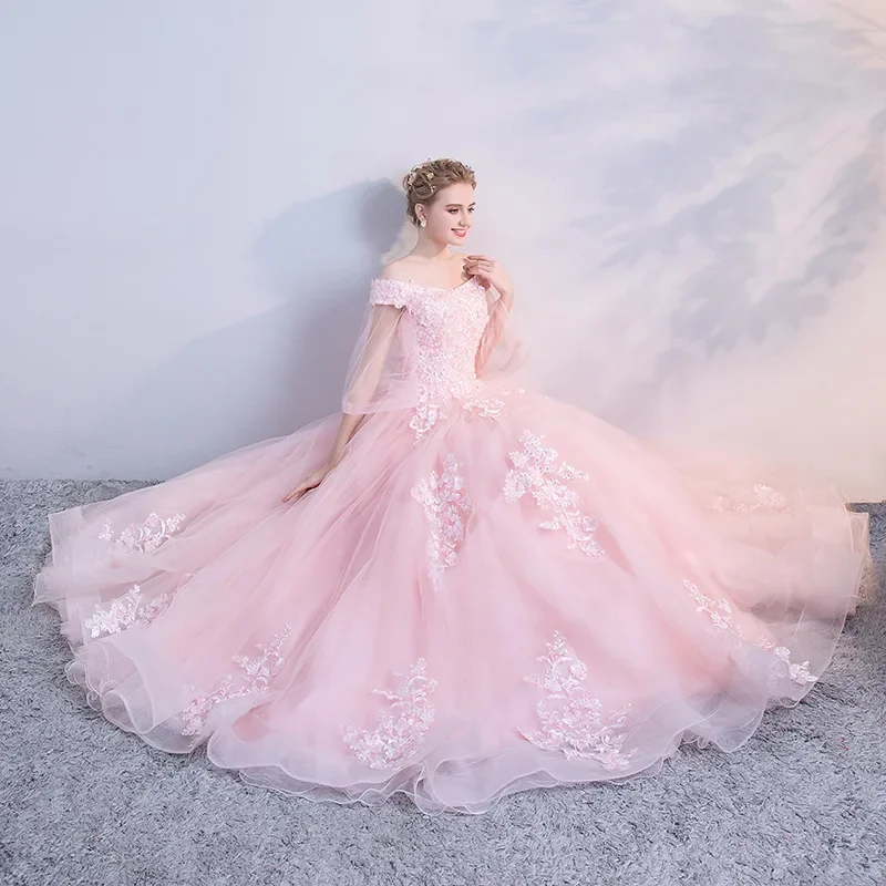 Розовые платья Quinceanera с кружевными аппликациями, 2024, вечерние платья принцессы для дня рождения, торжественное платье Vestido De Noche Abendkleider