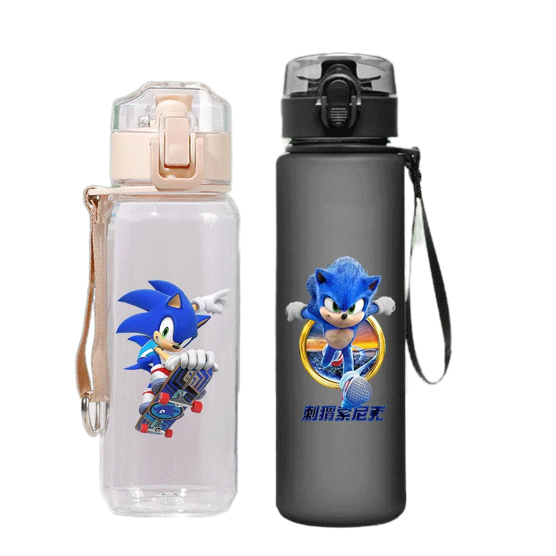 530/560 мл аниме мультфильм Sonic The Hedgehog бутылка для воды с маркером времени портативные многоразовые пластиковые чашки летняя чашка для воды