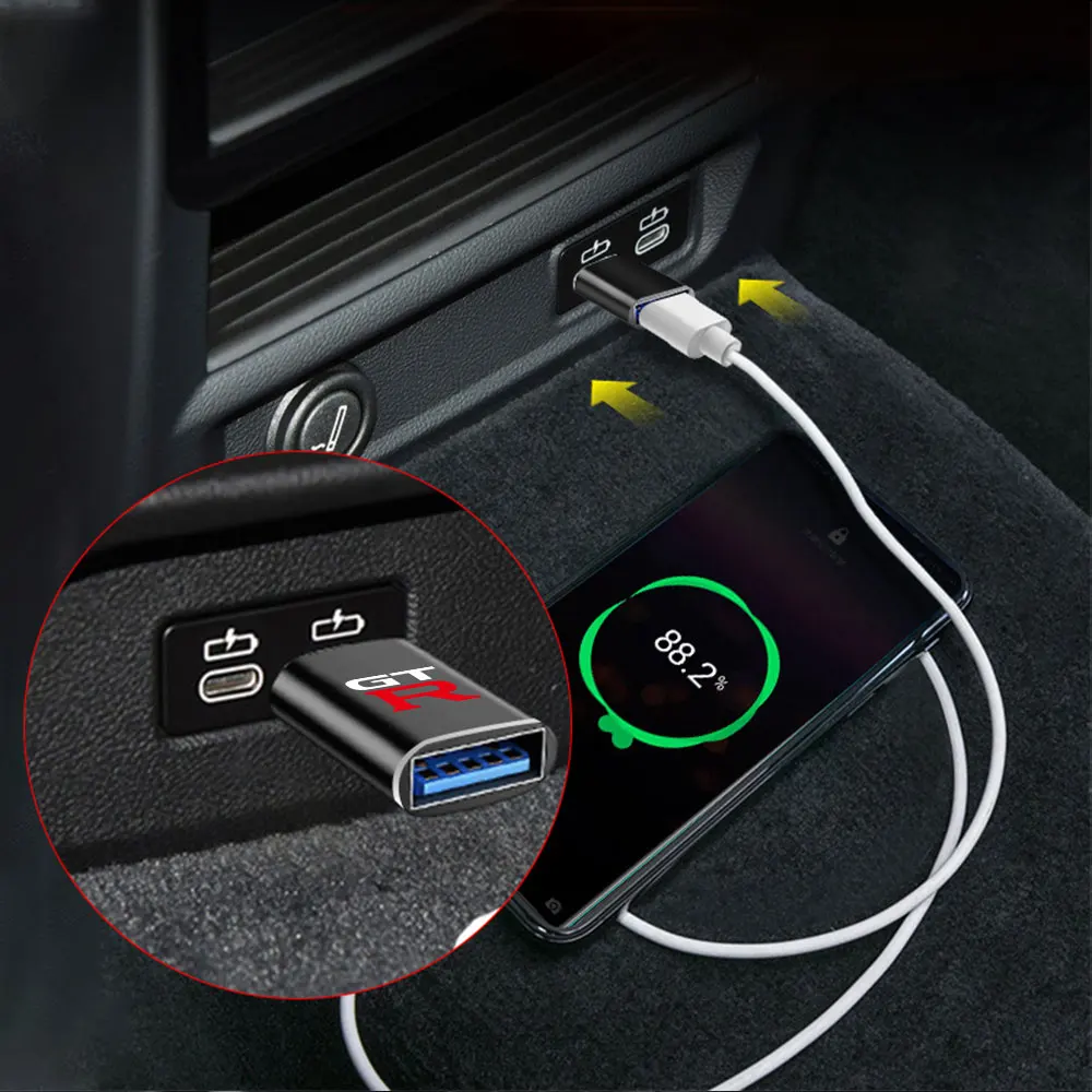 Фото 2025 Горячий адаптер OTG USB 3.0 к Type C, мини-конвертер, кабель для зарядки телефона, зарядное устройство для Nissan Nismo GTR Patrol Juke Micra X Trai №5
