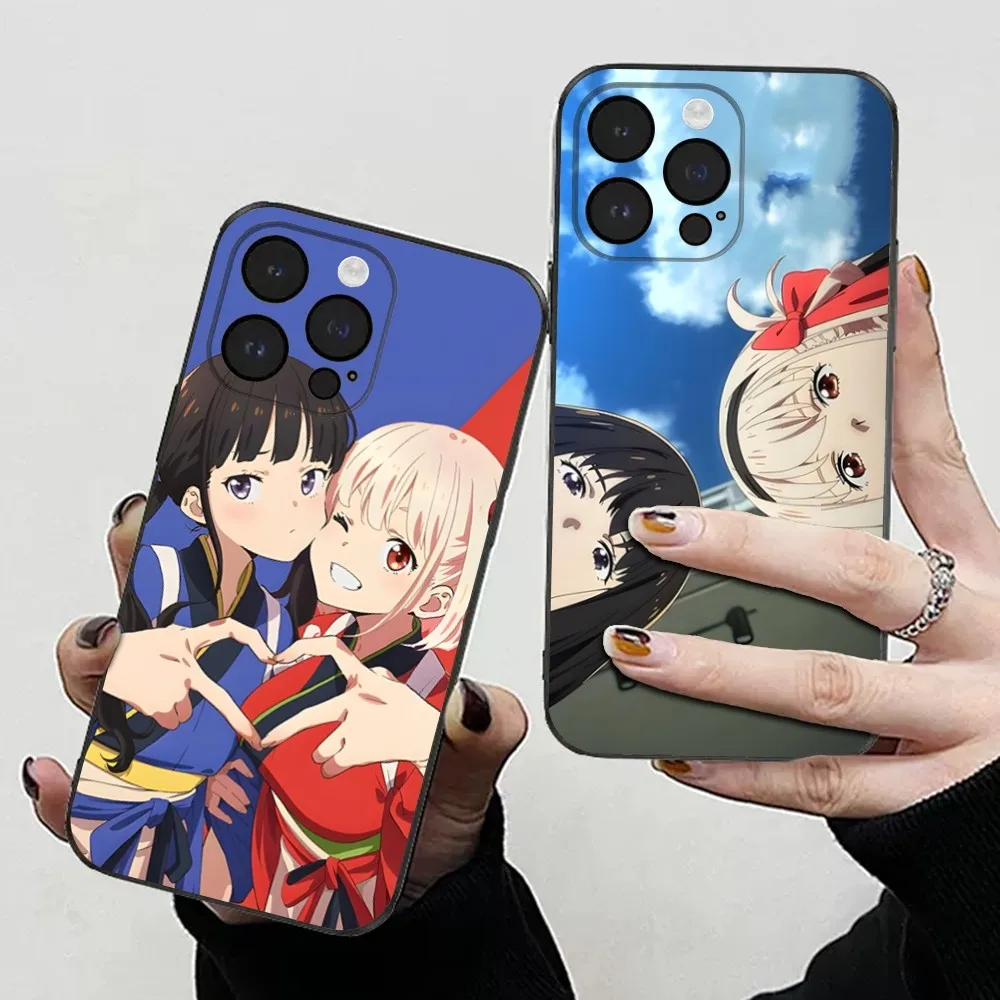 L-Lycoris Recoil Chisato Takina чехол для телефона для iPhone 15,14,13,12,11 Plus,Pro,Max,XR,XS,X,7,8 Plus,SE,Mini мягкий черный Чехол
