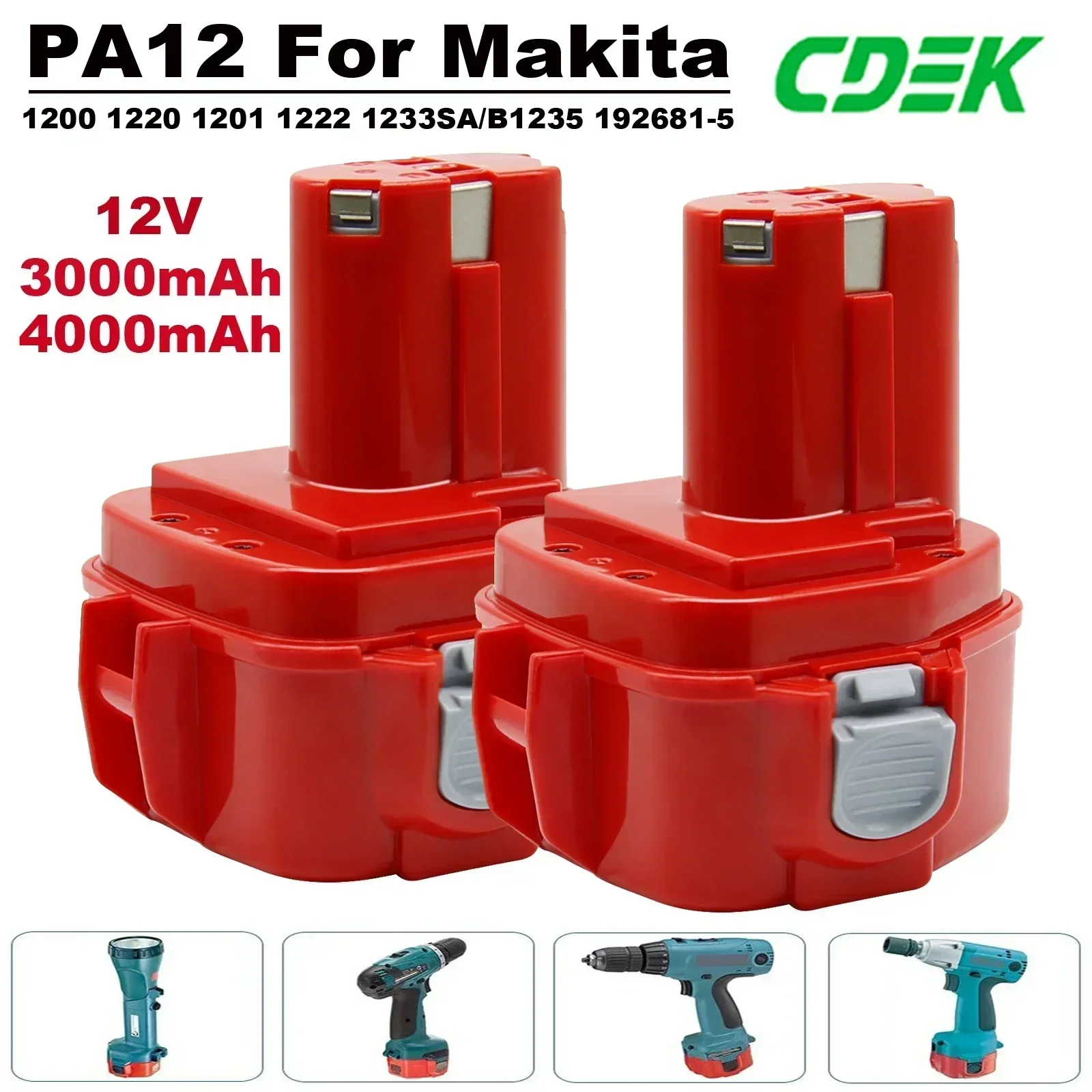 Ni-Mh аккумулятор SU 4000 мАч для Makita 1200 1220 1201 1222 1233SA/B1235 192681 -5 PA12 Аккумуляторы для электроинструментов Аккумулятор 12 В