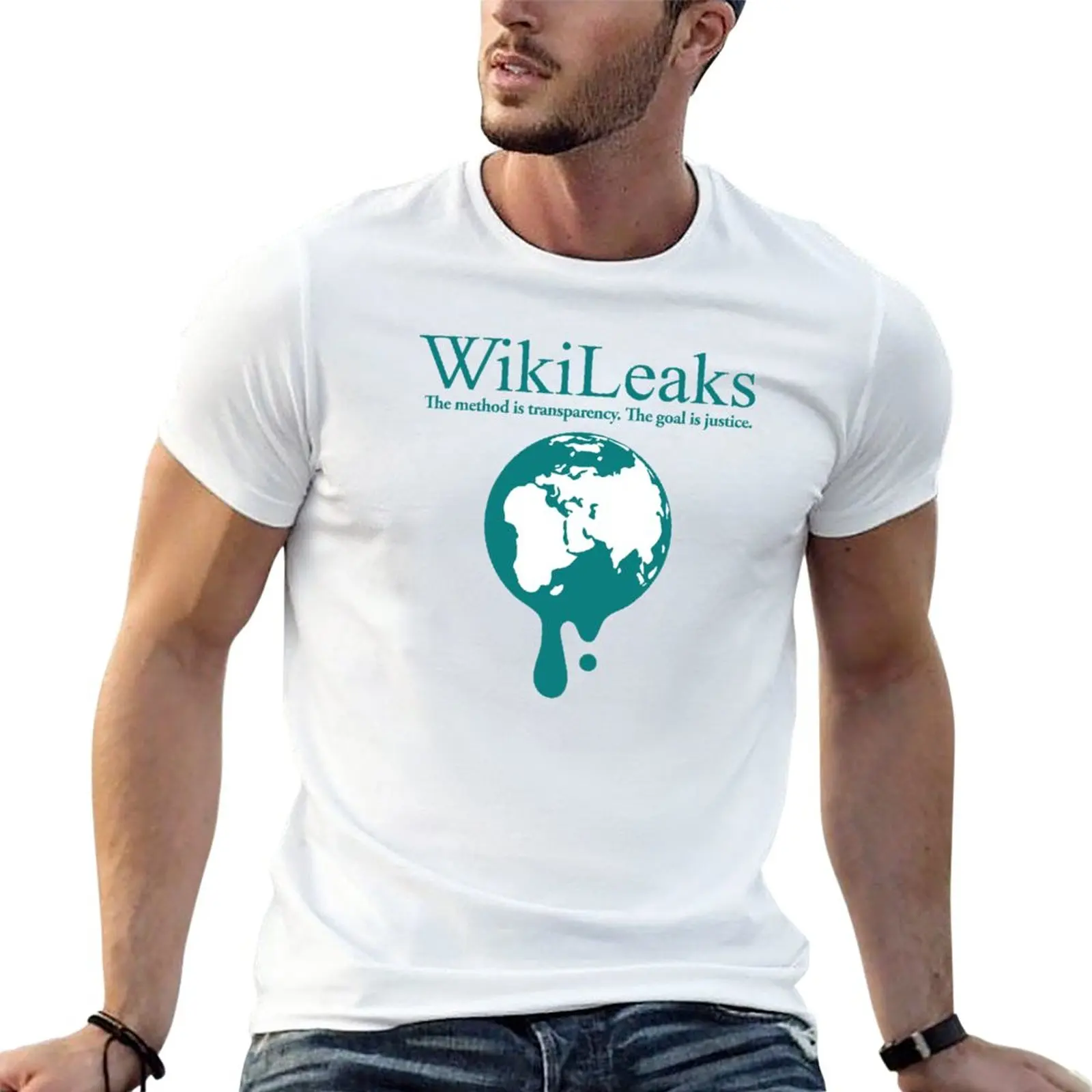 Новинка, Винтажная Футболка с принтом WikiLeaks капающий шар, простая аниме футболка, футболка, Забавные футболки для мужчин