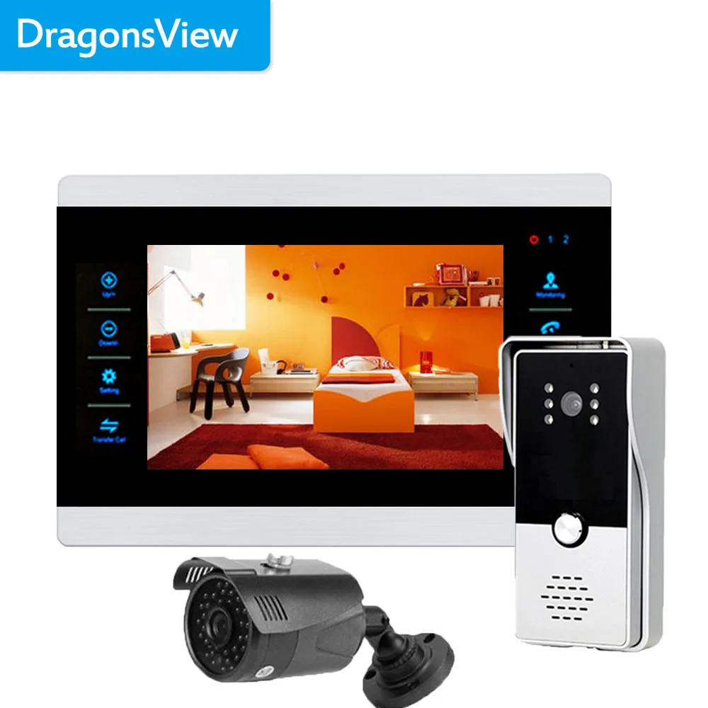 Видеодомофон Dragonsview 7 дюймов для жилых помещений, дверной звонок с камерой, доступ к двери, домашняя система безопасности, проводной, 4 провода, HD-вид
