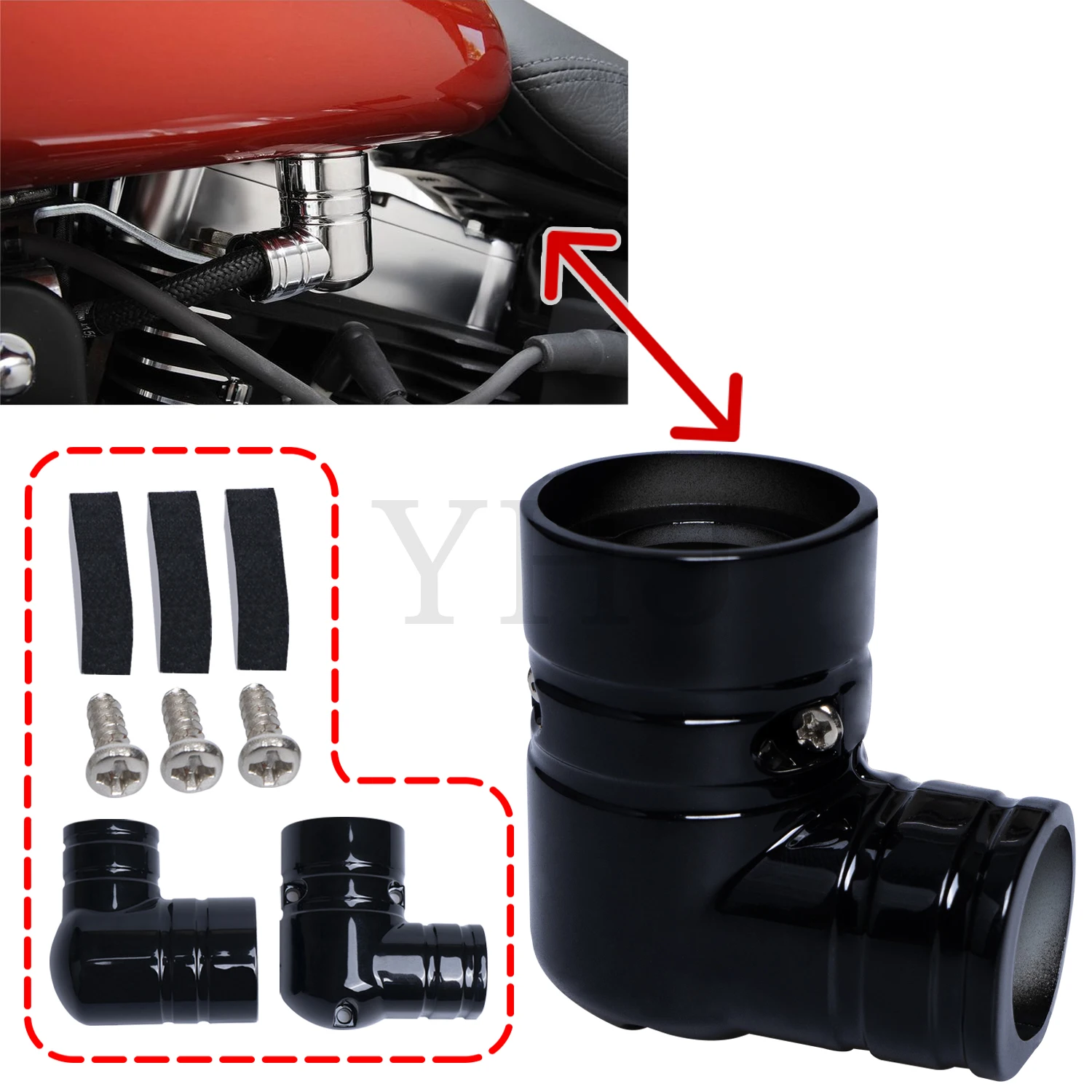 Фото Крышка топливопровода EFI для мотоцикла Harley Touring Road King 2002-2015 Sportster XL 883 1200 Dyna 2004-2015 FXD черный №2