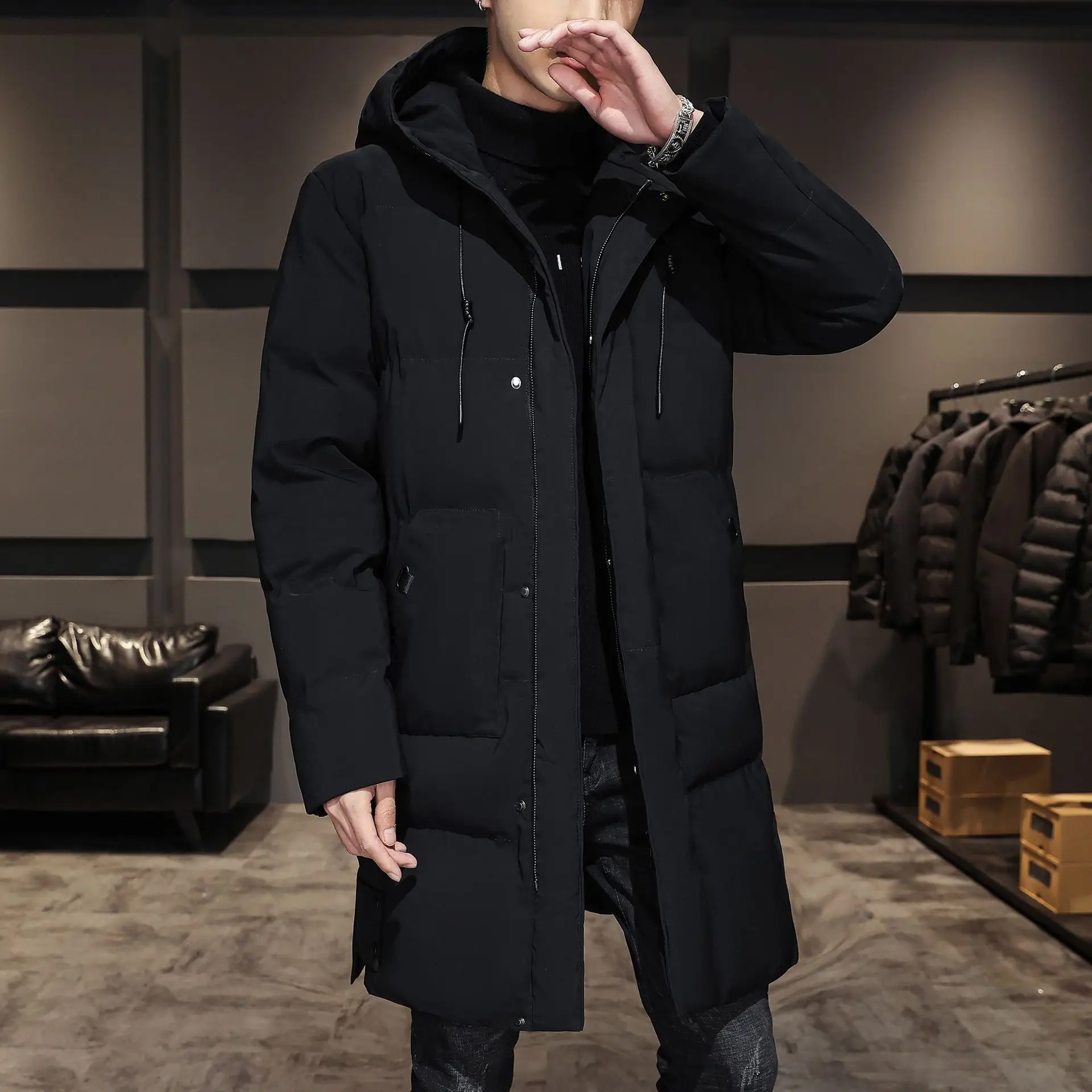 Мужская толстая теплая парка, пальто размера плюс 8xl 7xl 6xl, повседневная теплая стеганая теплая куртка, мужская длинная ветровка, верхняя одежда, зимние парки