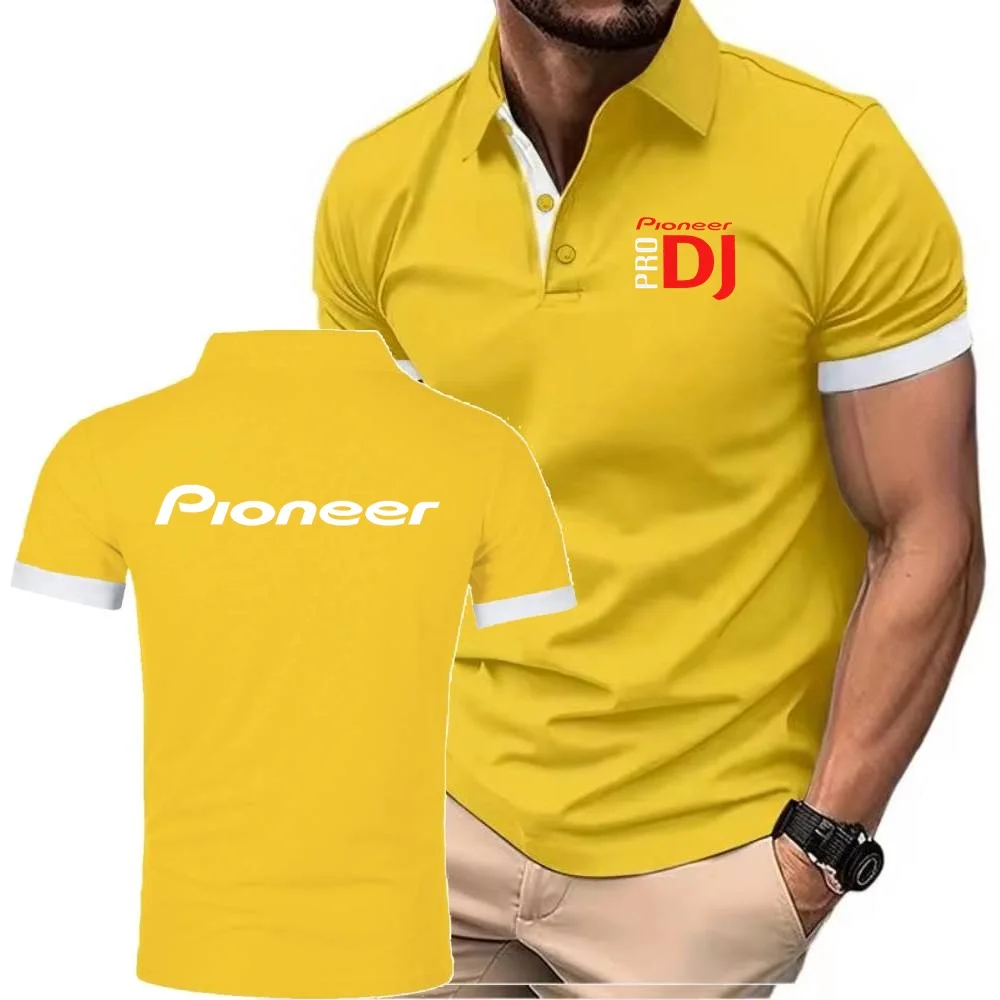 Фото DJ Pioneer PRO Летние мужские рубашки поло Рубашка с коротким рукавом Роскошный топ Повседневная футболка с лацканами Мужская дышащая футболка Homme S-8XL №2