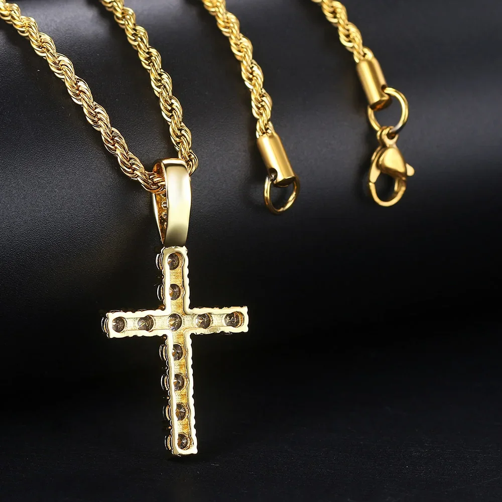 Фото Ожерелье с крестом в стиле рэпера HIP Hop Iced Out Bling для мужчин, подвески и ожерелье из нержавеющей стали золотого цвета для женщин и мужчин, ювелирные изделия, женский подарок №2