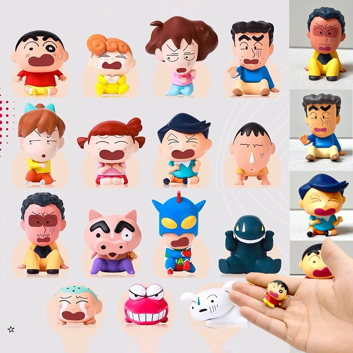 Фото Мини-фигурки Shinchan, слепая коробка, игрушка, милые куклы, Scaring Series, семейная мини-модель Shinnosuke Nohara, украшение для стола, детские игрушки №3