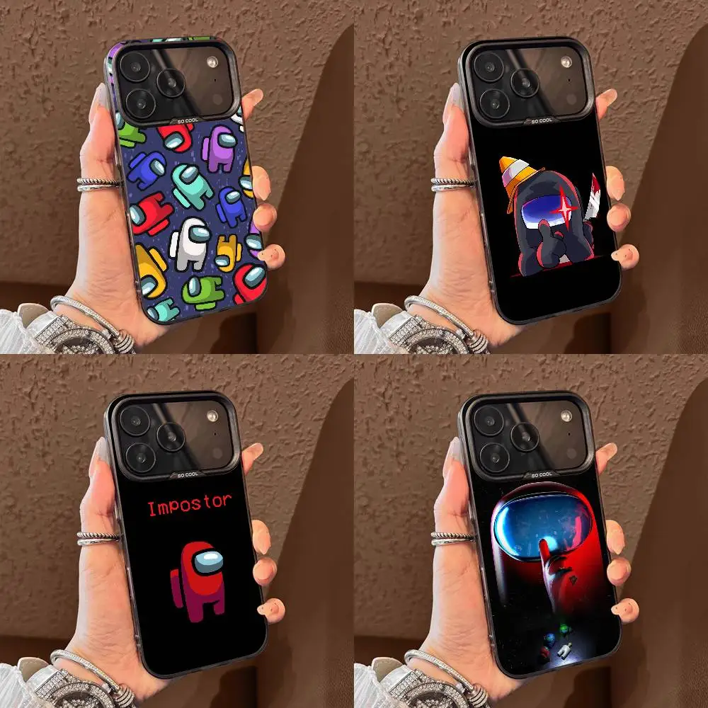 Чехол для телефона Game A-Among-Funny Us для iPhone 17,16,15,14,13,12,11,Pro,Max,Plus,E,Air,Mini Black Grey IMD
