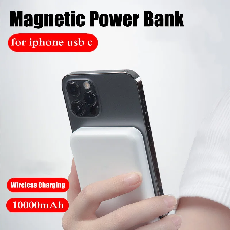 Фото Магнитный Powerbank Type-C Prot для Apple, внешний аккумулятор, портативное беспроводное зарядное устройство для iPhone, запасная батарея Power Bank Magsafe №4