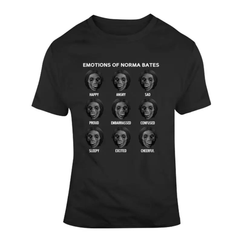 Забавная футболка с надписью «Эмоции Нормы Бэтс» Psycho Horror