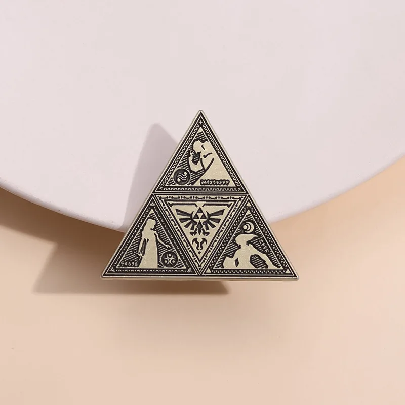 Фото Серебряная брошь Triforce, простой значок, ювелирные изделия, оптовая продажа, Металлическая Булавка для шляпы, аниме №2