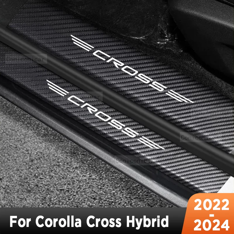 Для TOYOTA COROLLA CROSS 2022-2024 автомобильные пороги, накладка на порог, защита для салона, имитация углеродного волокна, аксессуары