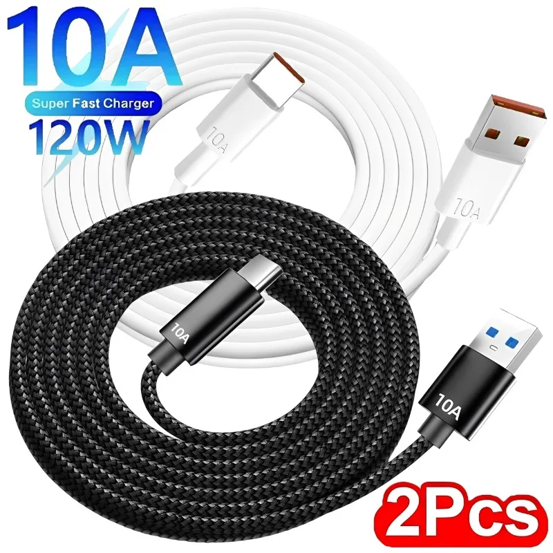 120 Вт, 10 А, кабель для быстрой зарядки данных, линия USB Type C, 1 м/1,5 м/2 м, противоразрывной кабель для быстрой зарядки, провод для Samsung Huawei Honor Oneplus