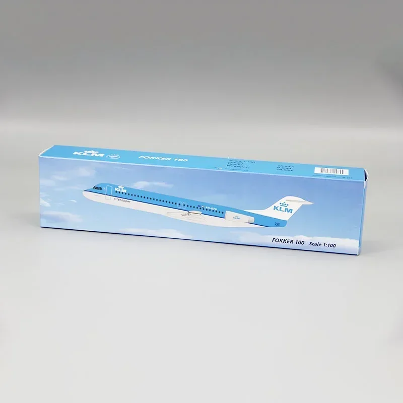 Масштаб 1:100 KLM Fokker FK-100 Airlines, АБС-пластик, модель самолета, игрушка, модель самолета, коллекция, украшение для дисплея, подарки Играйте в транспортные средства и модели