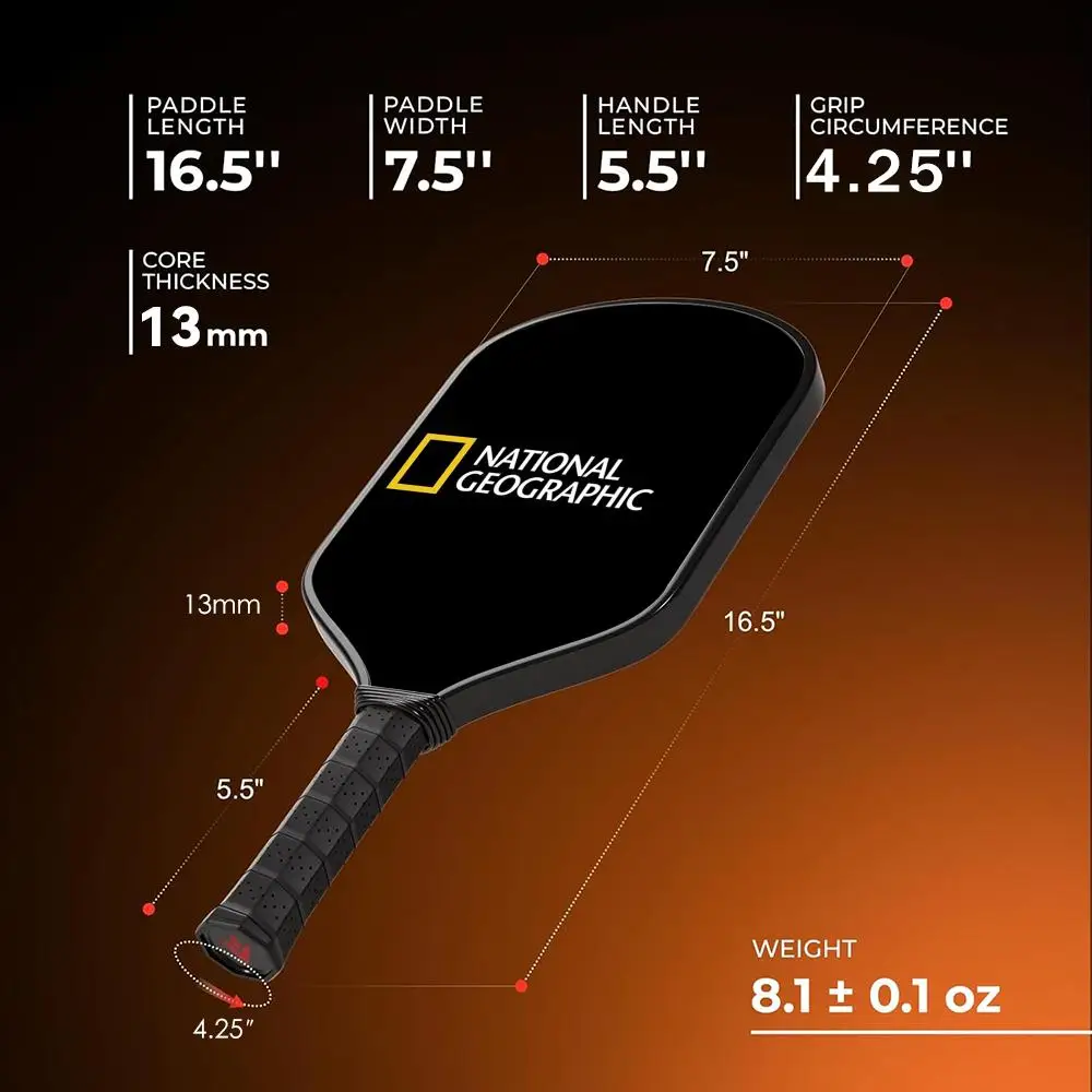 Фото N-National G-Geo-graphicS Pickleball Paddle Легкая ракетка из стекловолокна с сотовым сердечником 13 мм с лентой для захвата сумки №5