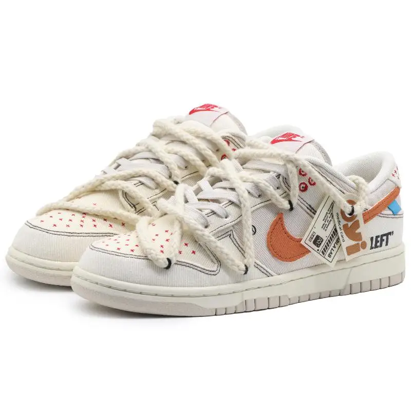 Фото [Невероятные мужские туфли для скейтборда с тыквой] Nike Dunk Low, мужские белые, бежевые, оранжевые №3