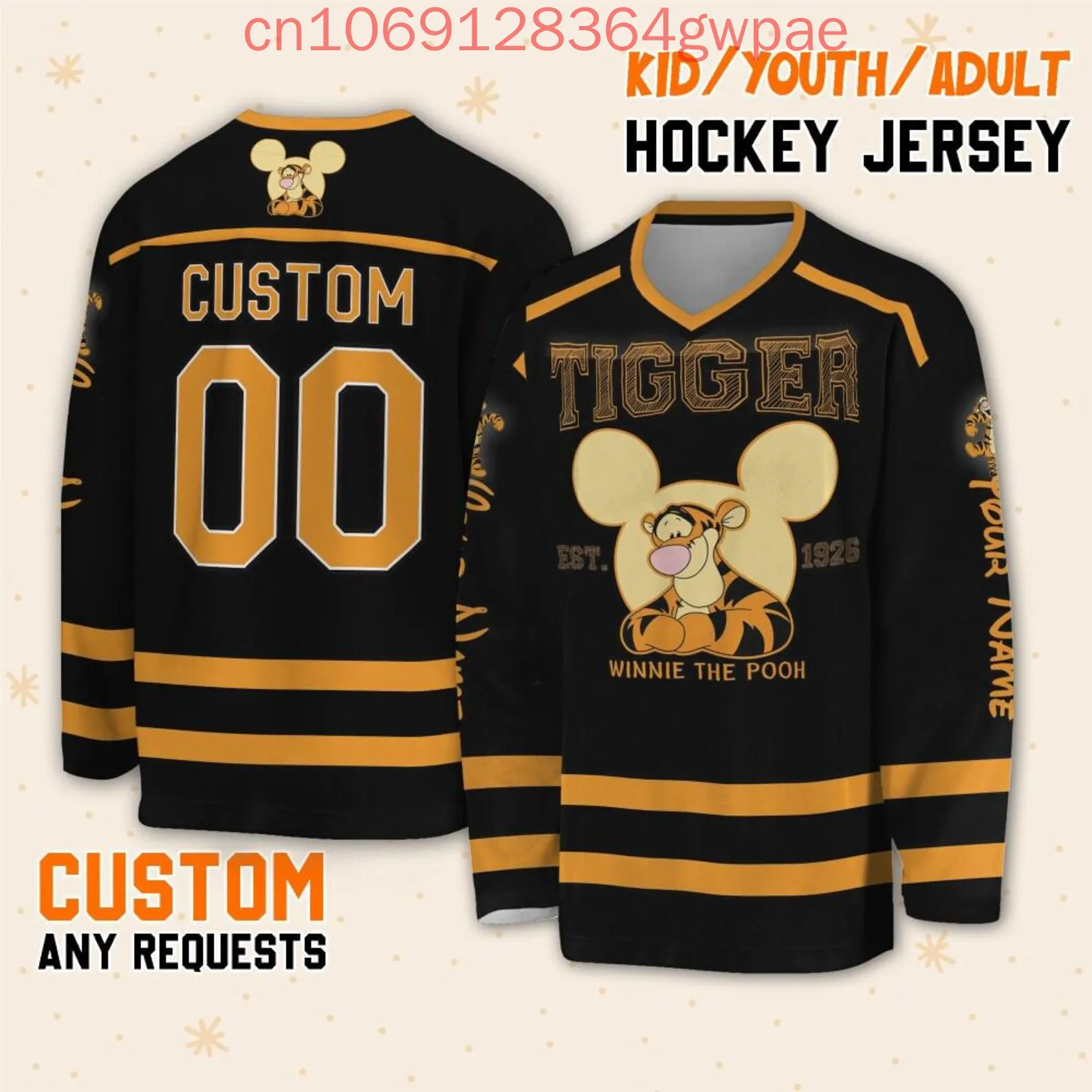 Фото Disney Winnie the Pooh Tigger хоккейная майка с 3D принтом мужская женская толстовка с длинными рукавами Eeyore Team Sports хоккейная майка №3