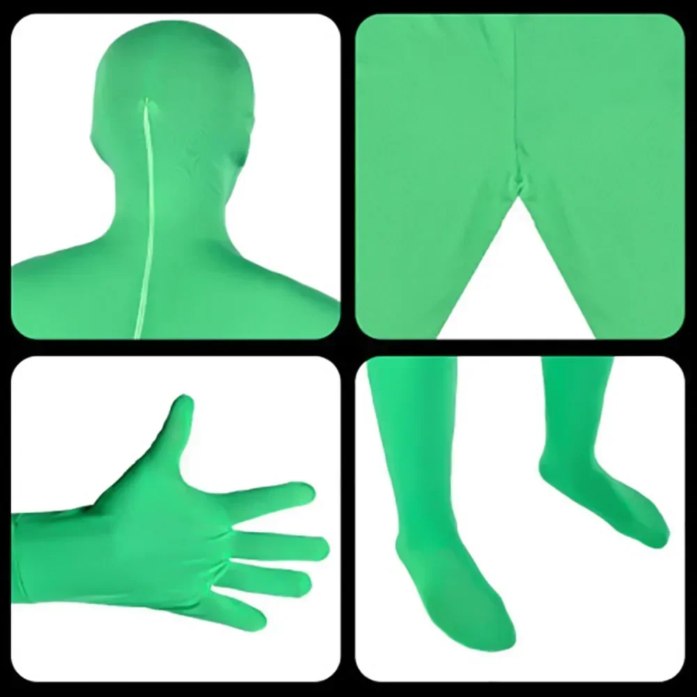 Фото Полноразмерная фотография Chromakey Groen Pak унисекс Volwassen Groen боди стрейч Kostuum Voor Foto видео эффект Косплей №3