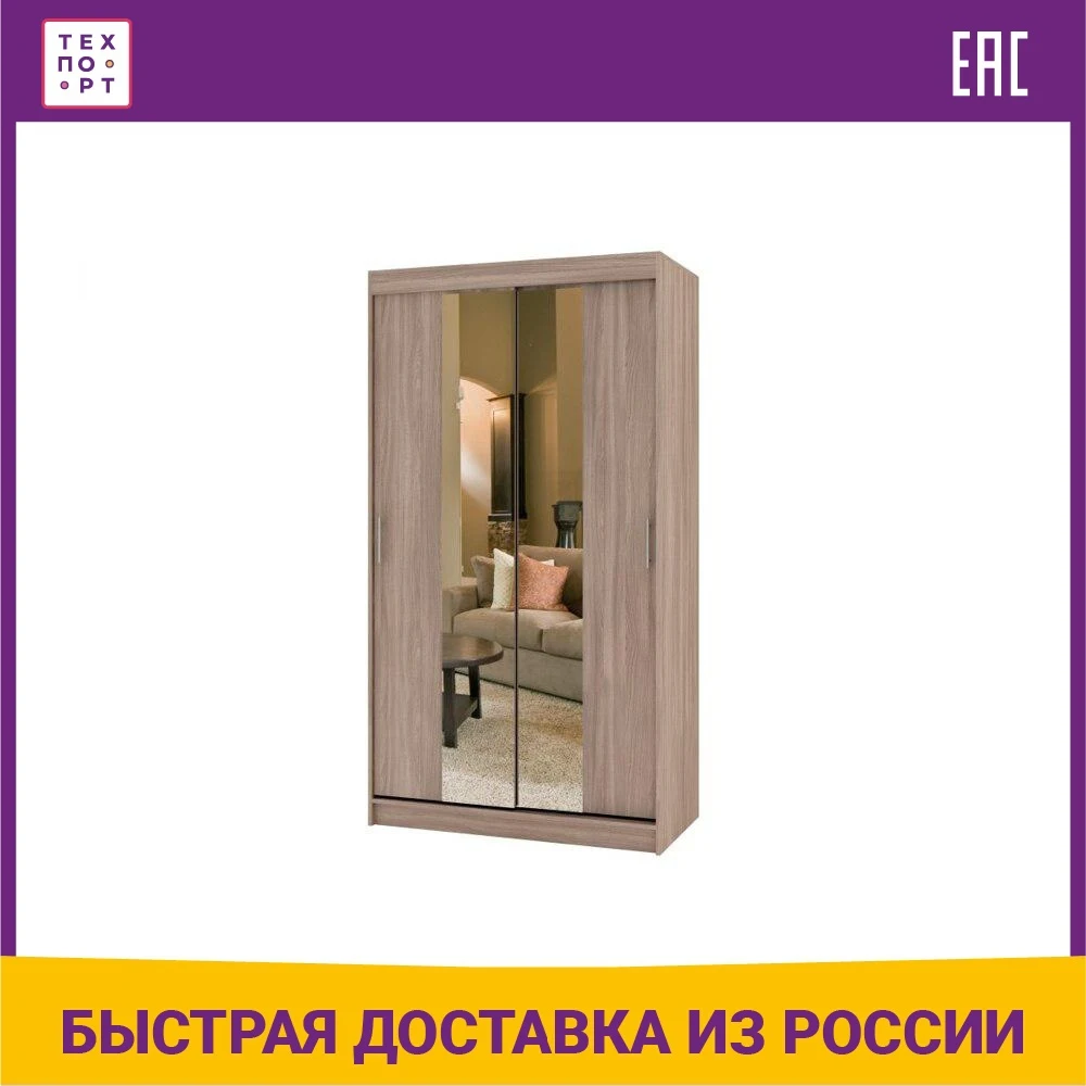 Шкаф купе БАРОНС ГРУПП Риф-2, зеркало вариант 4, 250x110х60 см