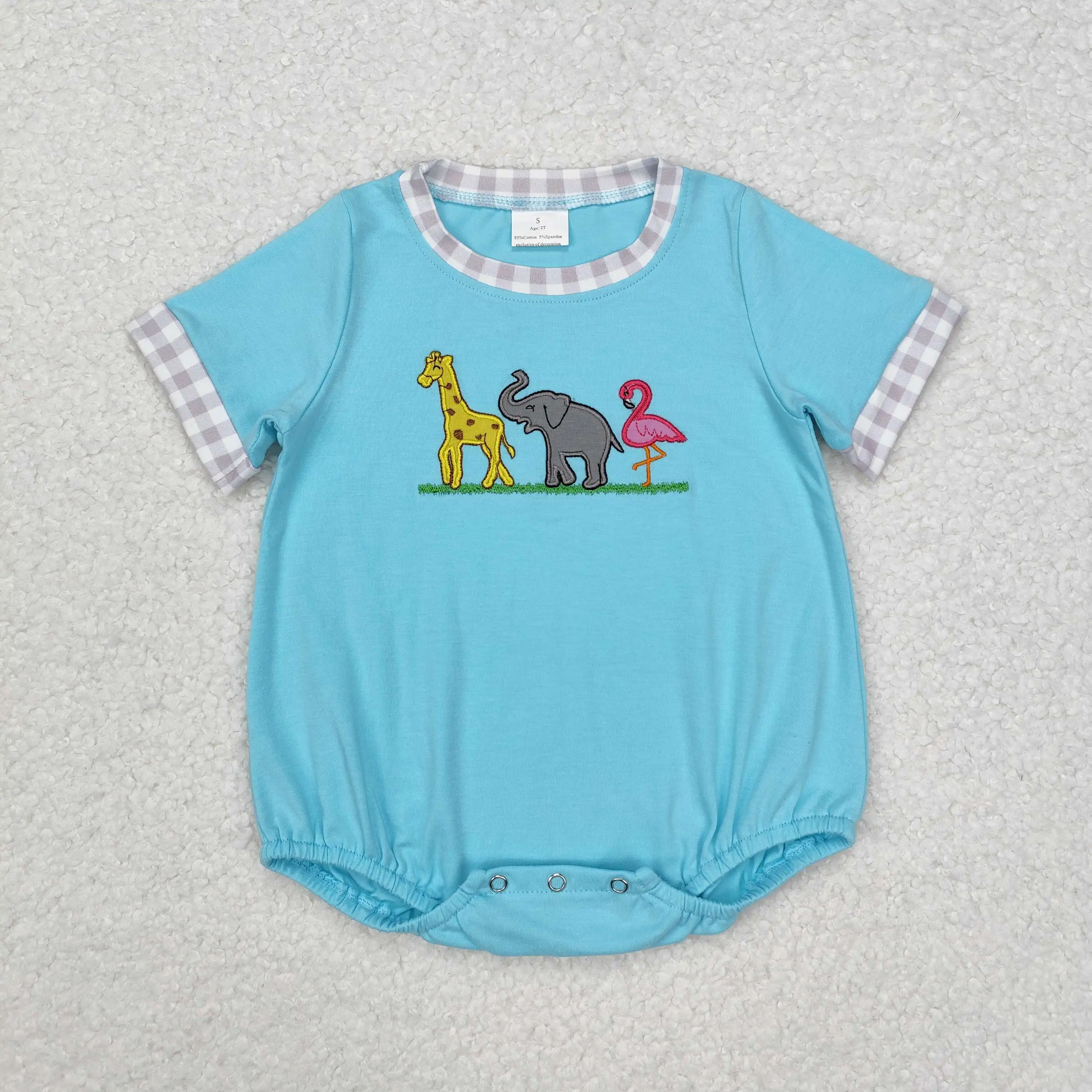 Фото Wholesale Hot Sale Baby Boy Girl Clothes Embroidery Animals Sibling Clothing Infant Toddler Girls Rompers Boys Outfits Matching №4