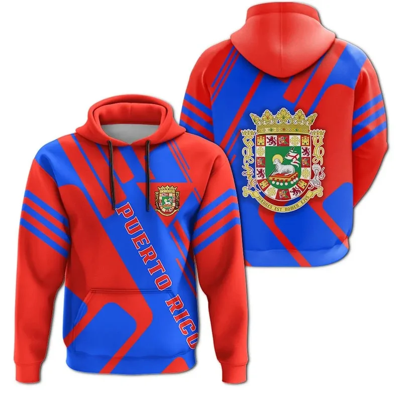 Фото The Commonwealth Of Puerto Rico Coat Of Arms 3D Printing Hoodies Puerto Rico Flag Map Graphic Hooded Sweatshirts Mens Pullovers №3