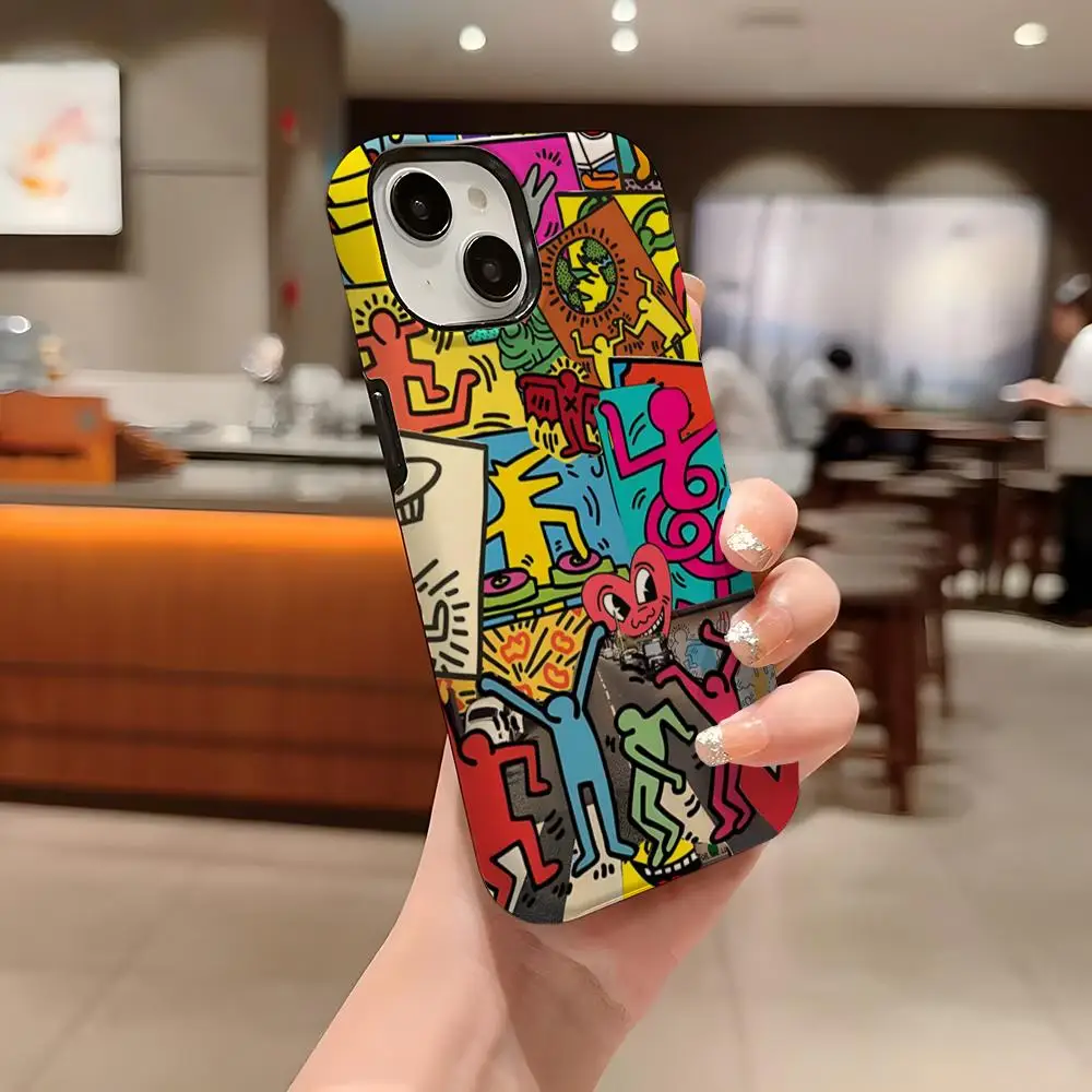 Чехол для телефона Artist K-H-haring для Iphone 16 Pro Max 15, 13, 14, 12, 11, 14, Pro Max 15 Pro Max, чехол «два в одном»