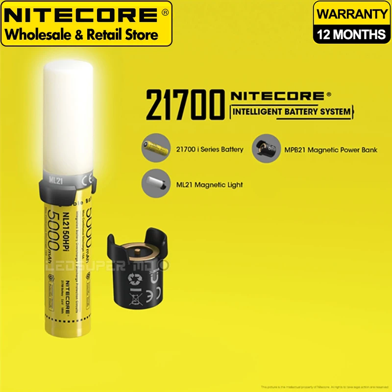 Интеллектуальная аккумуляторная система NITECORE 21700-комплект MPB21 с NL2150HPi и ML21 светильник и магнитным внешним аккумулятором