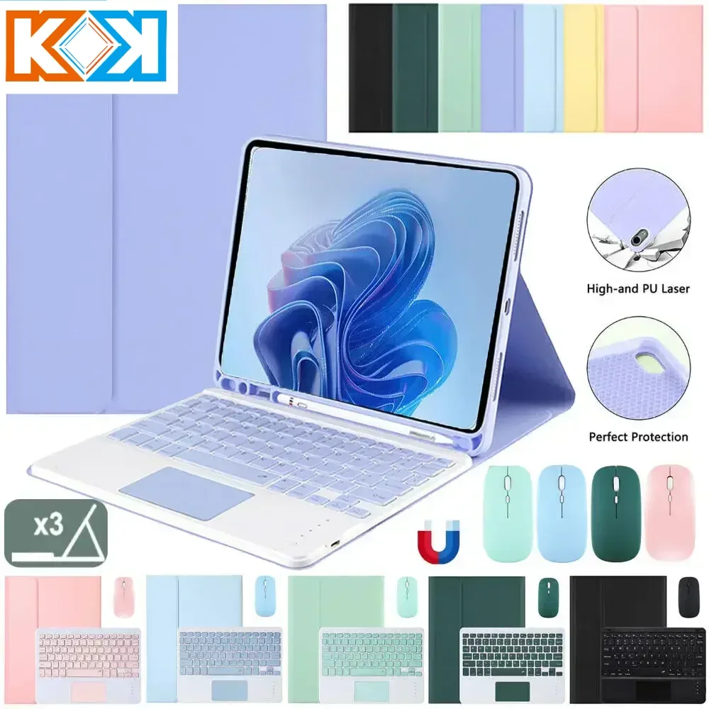 Чехлы KOK, новые чехлы для Samsung Galaxy Tab A8 10,5 дюймов SM-X200 SM-X205 X207 с Bluetooth-сенсорной панелью, клавиатурой, чехол для мыши Candy Colorfu