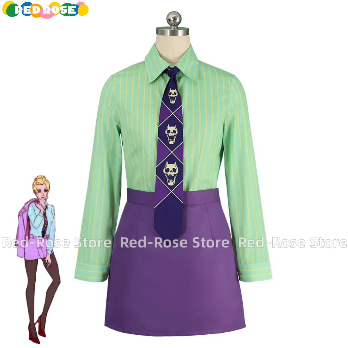 Аниме JoJo's Bizarre Adventure Кира Йошикаге Косплей Костюм Женский Фиолетовый Стиль Женское Пальто Рубашка Юбка Женский Сексуальный Вечерний Костюм (art.: 3920d1afbbce8) - 3920d1afbbce8