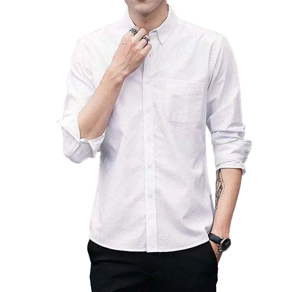 2XL Long Sleeve Business Blouse Long Sleeve Dress Shirt Casual Lapel Neckline Long Sleeve Style Men's Clothing