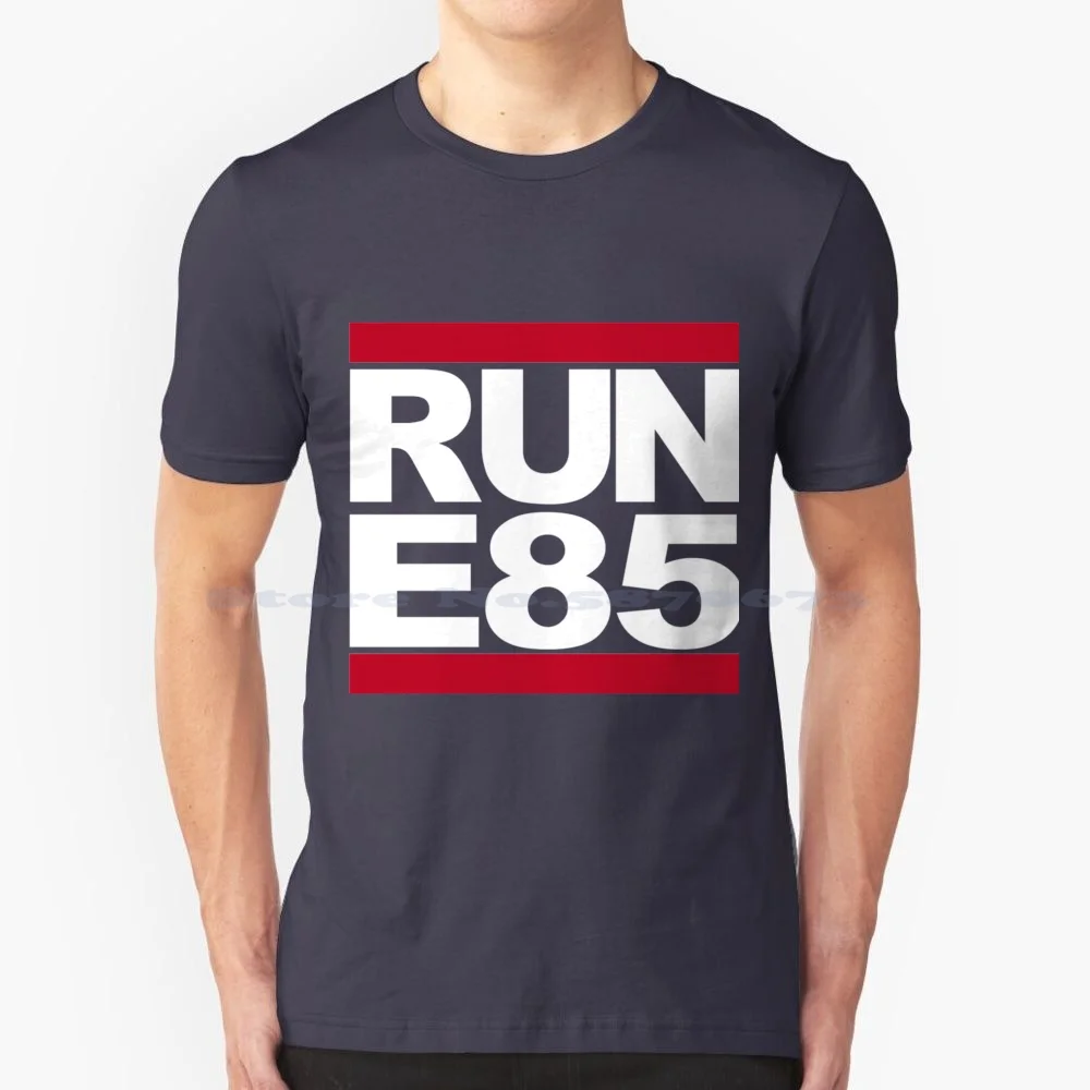 Футболка Run E85, 100% хлопок, Фотокамера, гоночный камер, железный автомобиль, демон, американский Hemi, популярная классическая машинка Chrysler