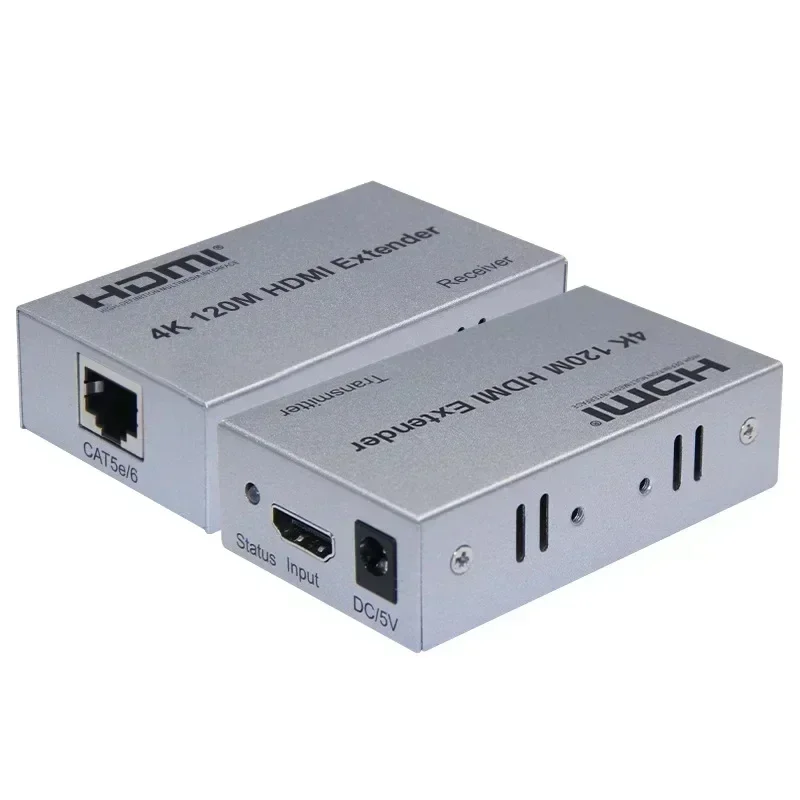 Удлинитель HDMI 4k, 100 м, 120 м через кабель Ethernet Cat5e Cat6 Rj45, видеоконвертер против 1080p, 60 м, Ethernet-кабель, передатчик, приемник