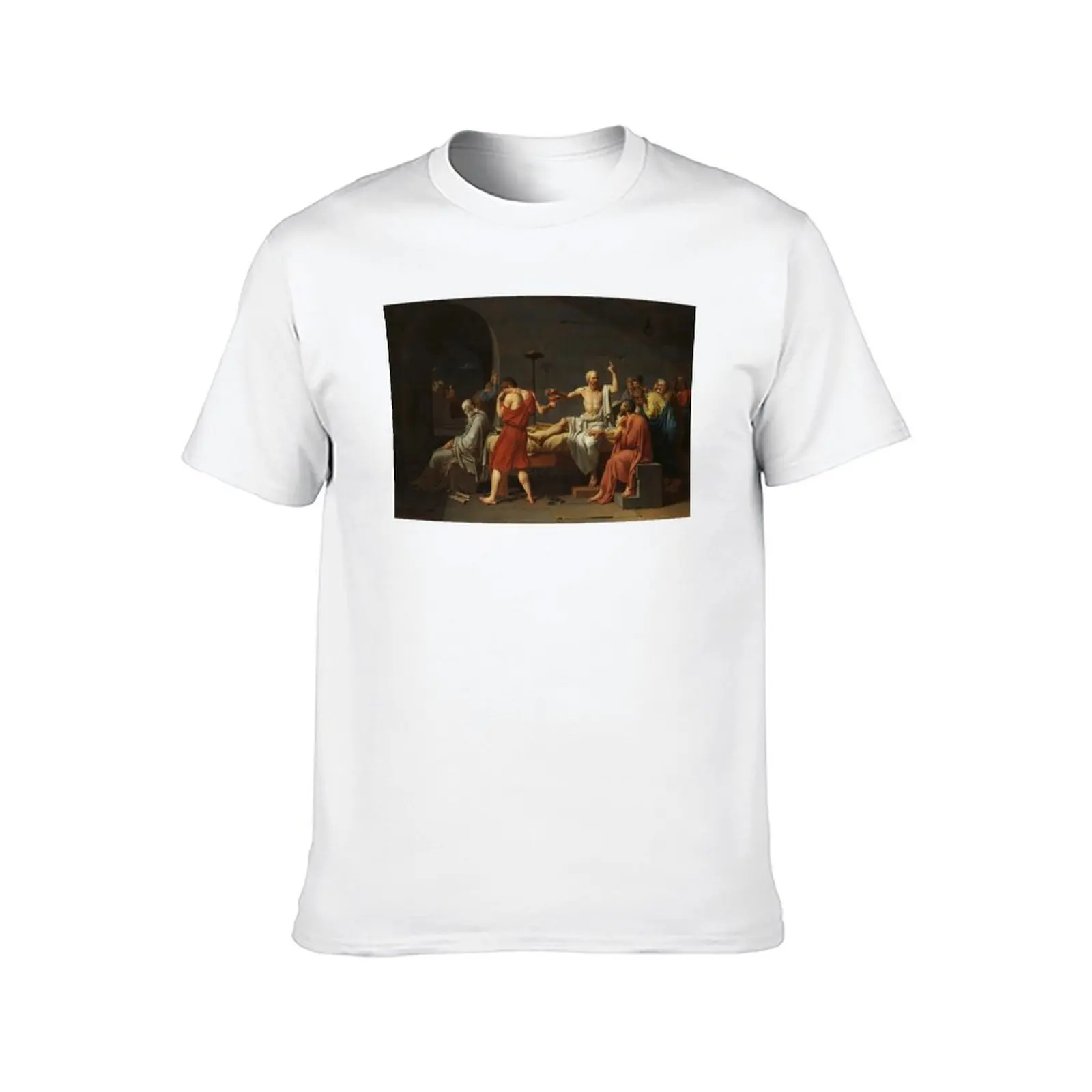 Фото Death of Socrates - футболка Jacques-Louis David, футболки для мужчин, белая футболка, мужская футболка из 100% хлопка, футболка люксового бренда №2