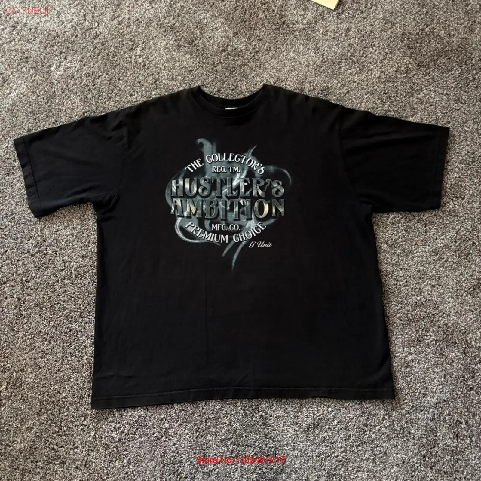 50-центная рэп-хип-хоп футболка G Unit Hustlers Ambition Heavy Weight Black XL Y2K винтажный стираный топ для повседневной носки Повседневная одежда